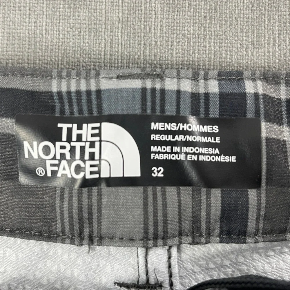 The North Face Mens 32‎ Grey Plaid Hiking Shorts Cargo Pocket Stretch